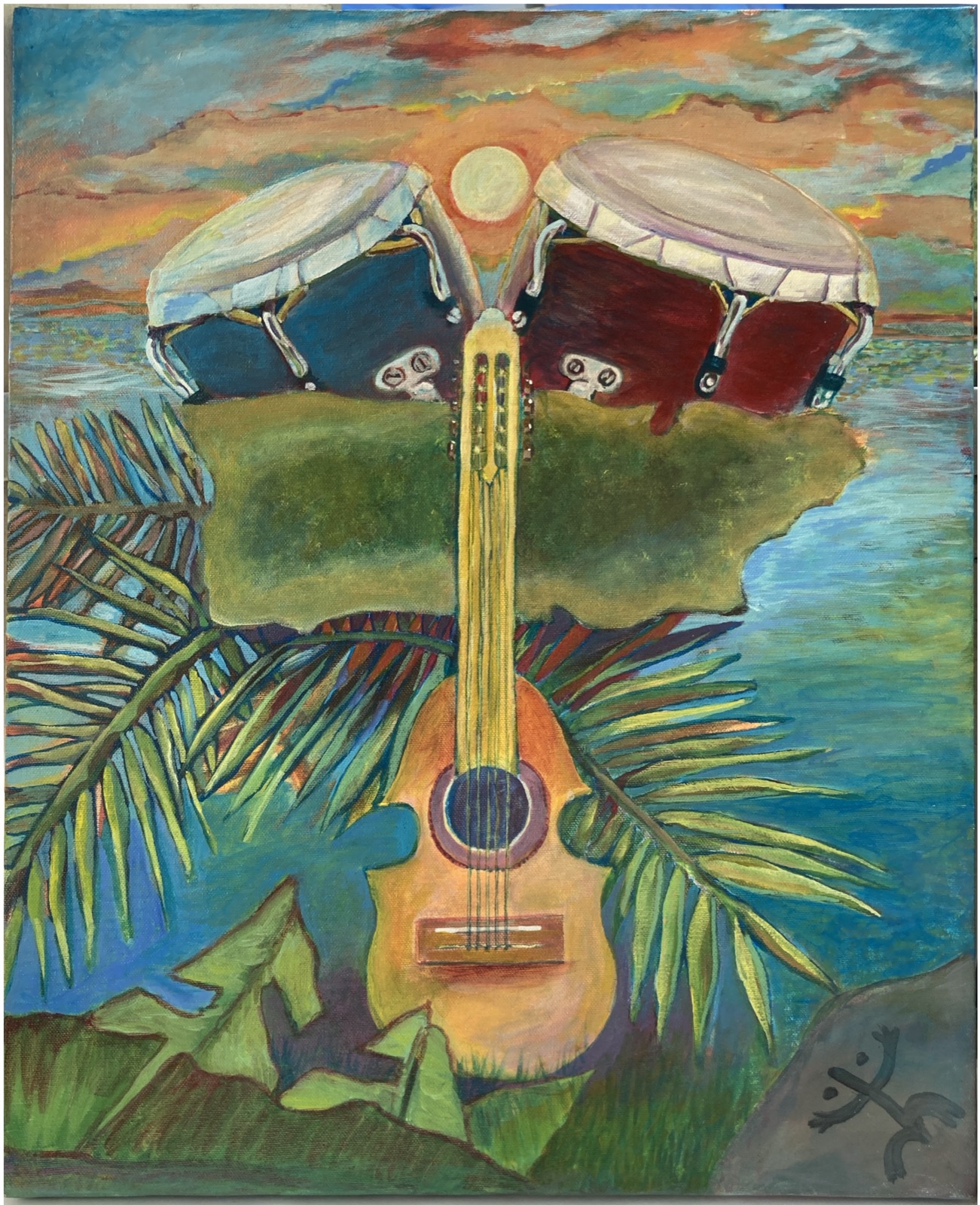 Cuatro Congas Island, acrylic