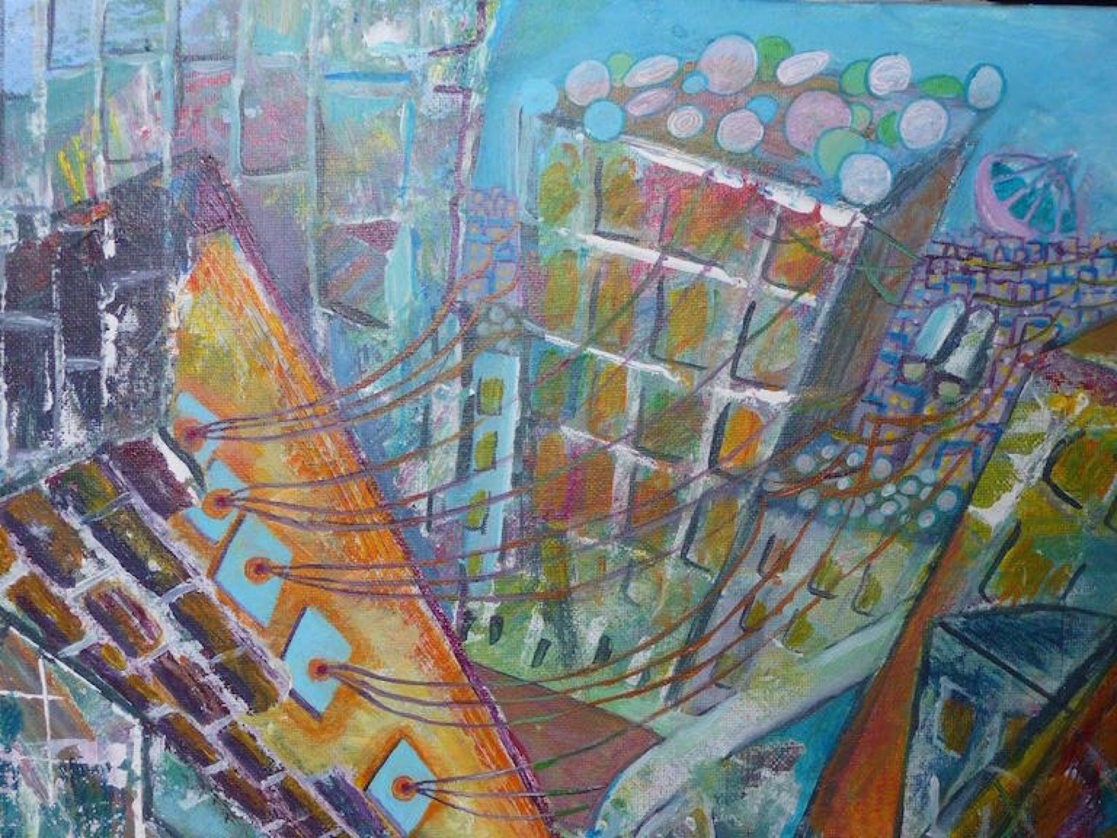 Wires and Dishes, Galore, Oh My!, acrylic
