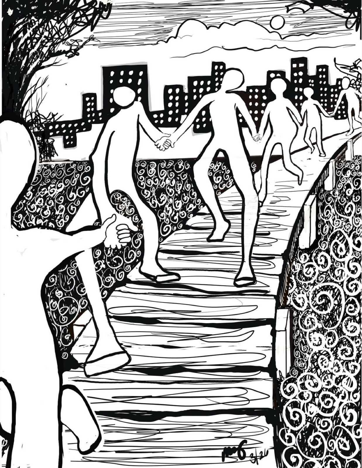 Crossing a Bridge over Troubled Waters Together, digital