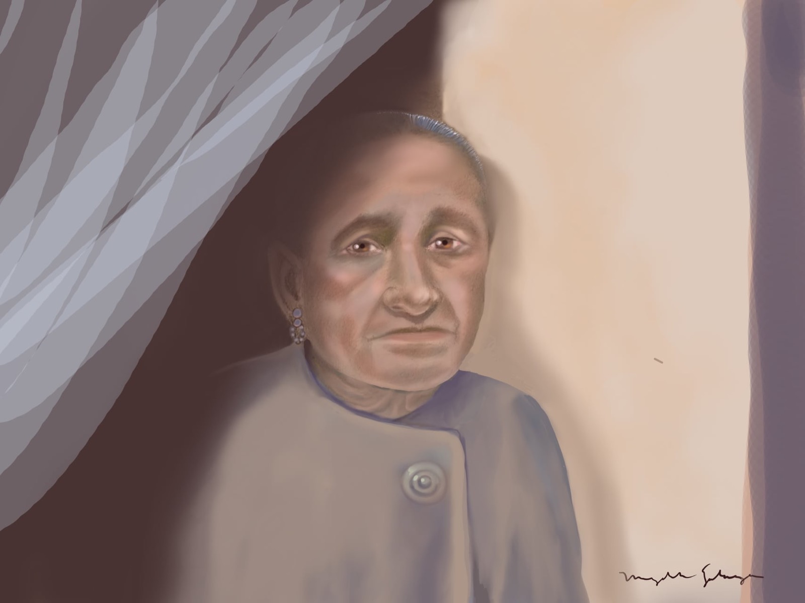 Abuela and the Bedroom Curtain, digital