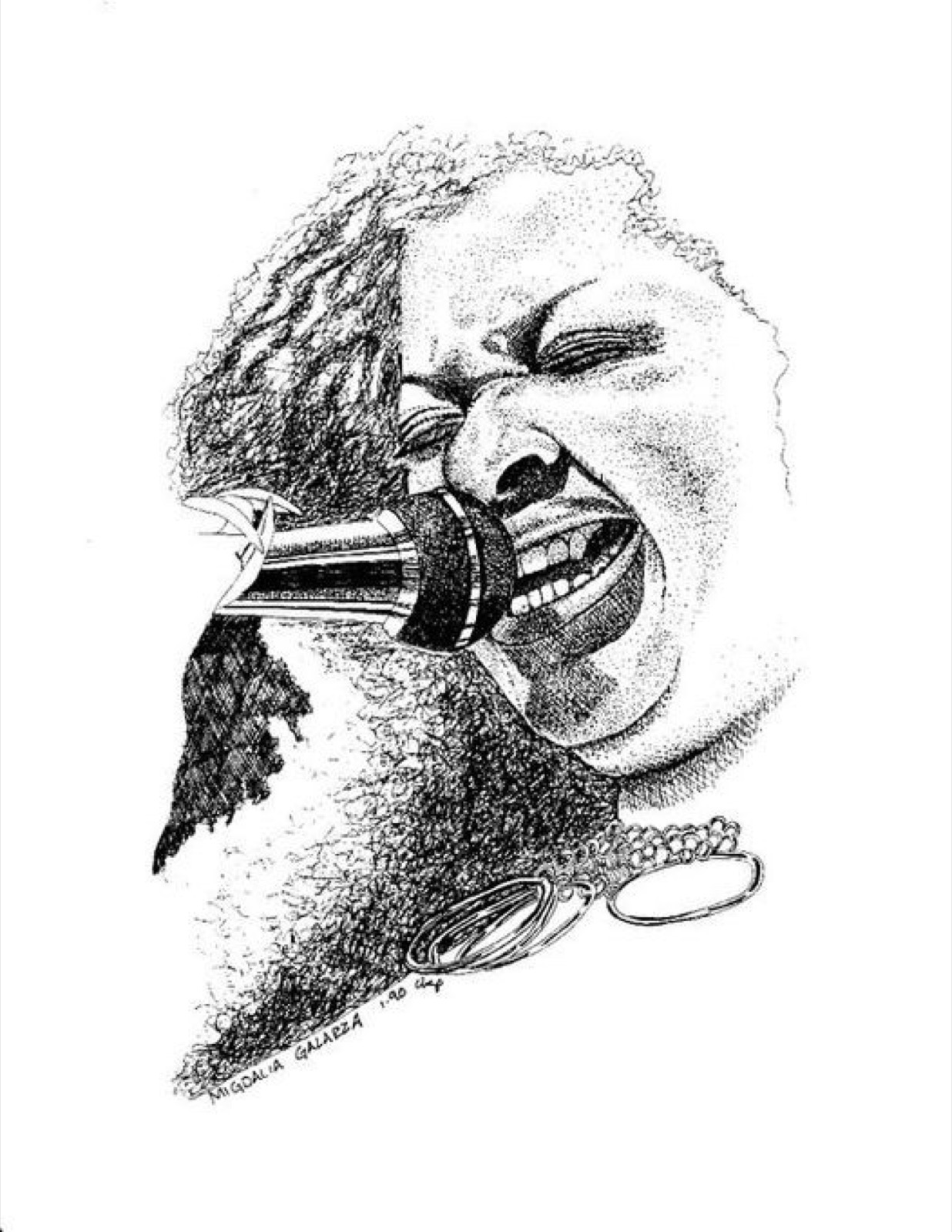 Portraiture Blues Lady, pen & ink
